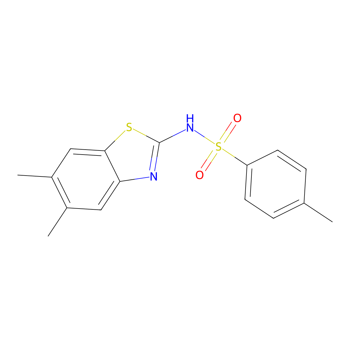 N-(5,6-dimethyl-1,3-benzothiazol-2-yl)-4-methylbenzenesulfonamide molecular structure, CAS 335418-05-8