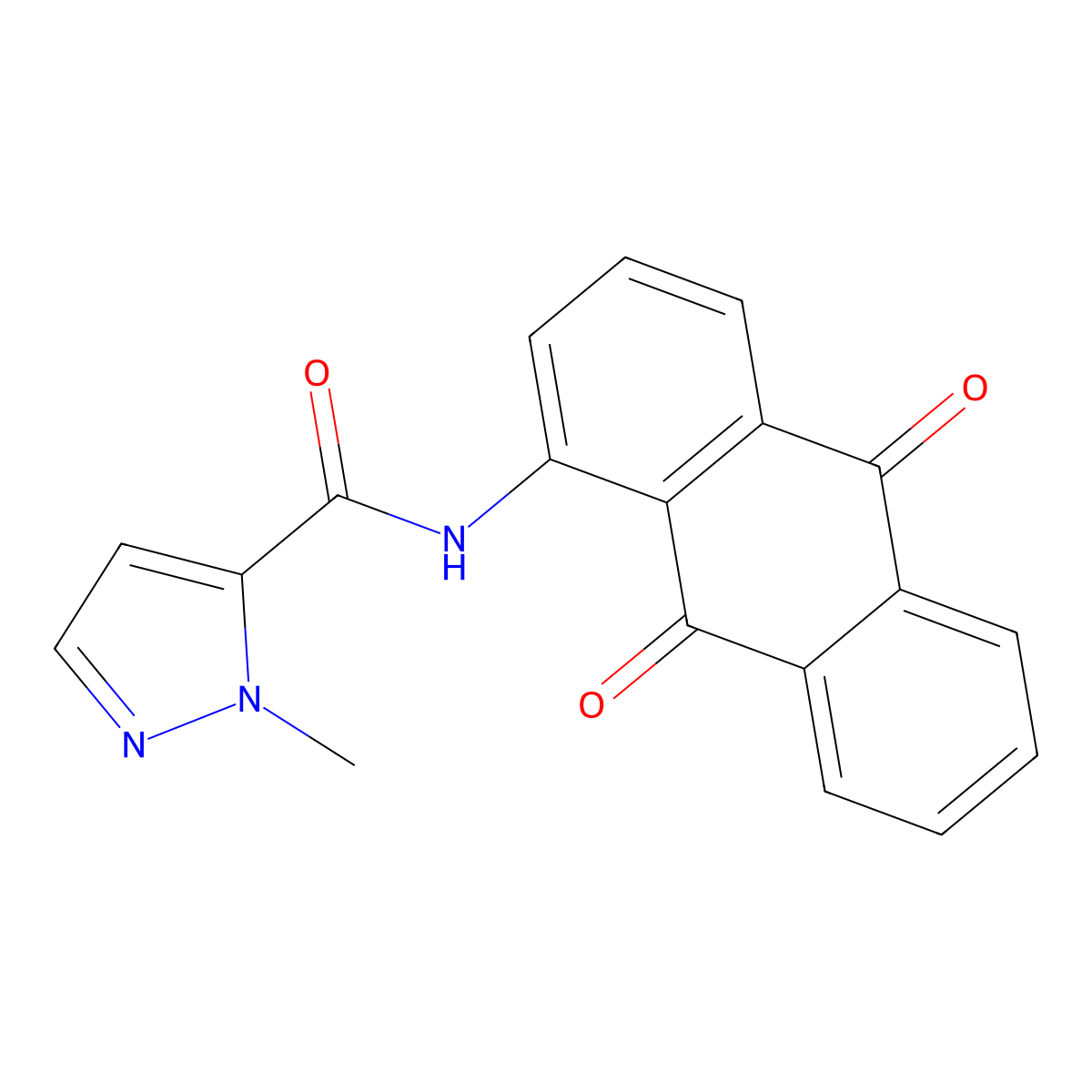 N-(9,10-dioxoanthracen-1-yl)-2-methylpyrazole-3-carboxamide molecular structure, CAS 335418-10-5