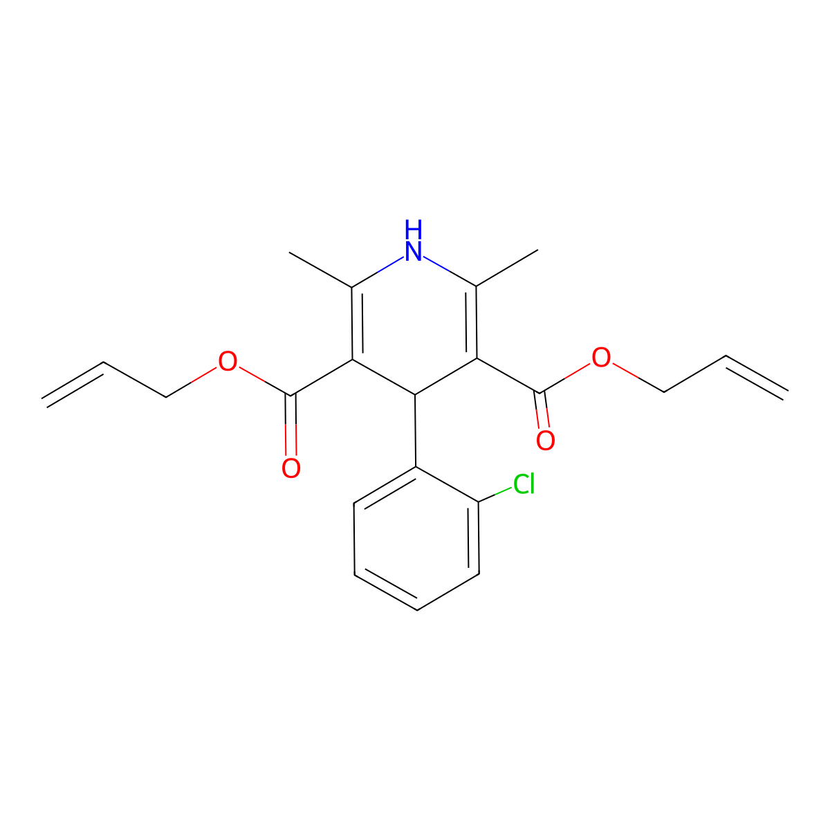 3,5-Bis(prop-2-en-1-yl) 4-(2-chlorophenyl)-2,6-dimethyl-1,4-dihydropyridine-3,5-dicarboxylate molecular structure, CAS 335418-13-8