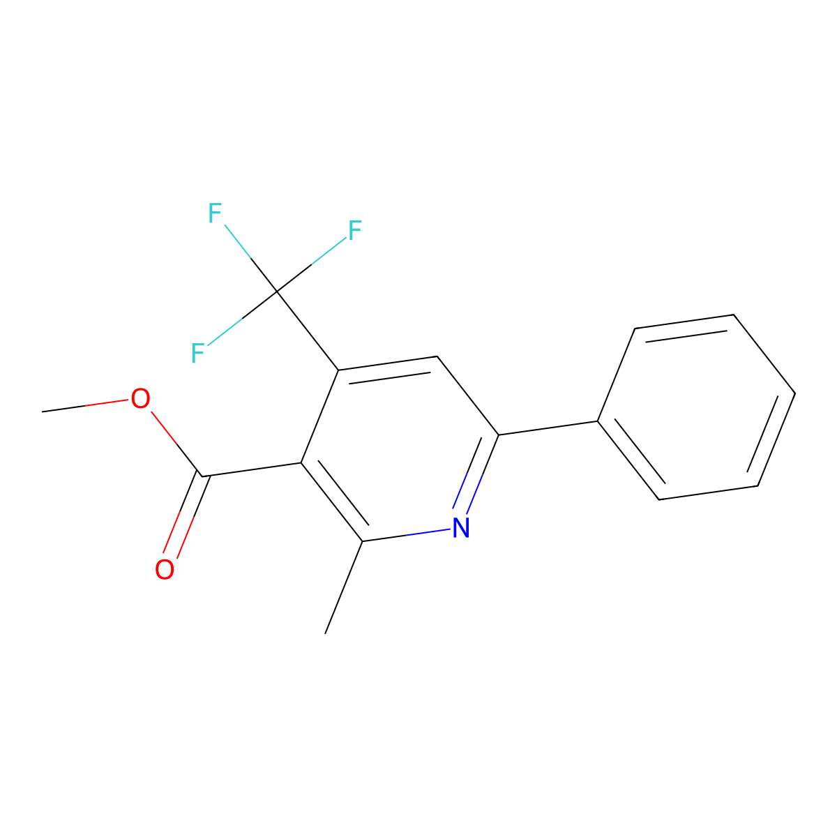 Methyl 2-methyl-6-phenyl-4-(trifluoromethyl)pyridine-3-carboxylate molecular structure, CAS 335418-24-1