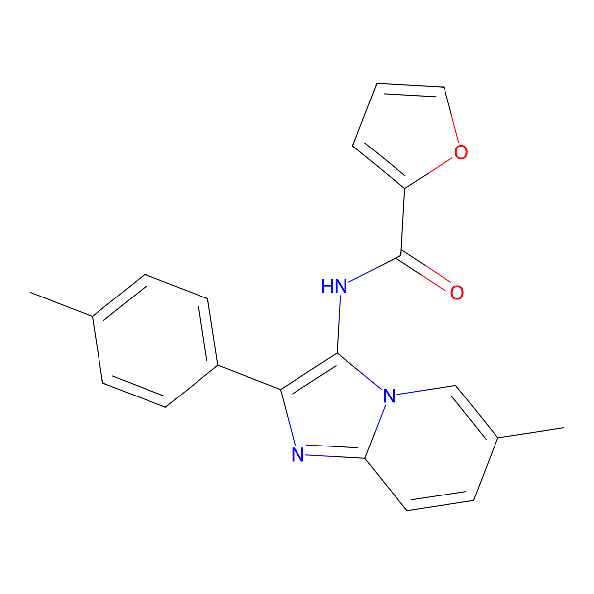 N-[6-methyl-2-(4-methylphenyl)imidazo[1,2-a]pyridin-3-yl]furan-2-carboxamide molecular structure, CAS 335418-69-4