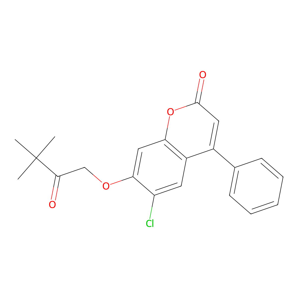 6-chloro-7-(3,3-dimethyl-2-oxobutoxy)-4-phenyl-2H-chromen-2-one molecular structure, CAS 335418-87-6