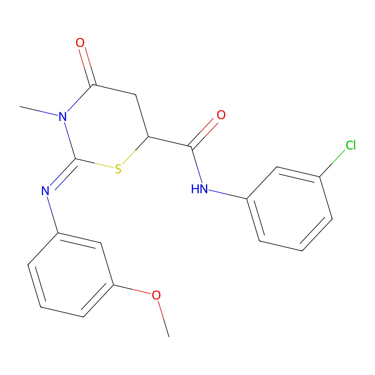 (2Z)-N-(3-chlorophenyl)-2-[(3-methoxyphenyl)imino]-3-methyl-4-oxo-1,3-thiazinane-6-carboxamide molecular structure, CAS 335419-40-4