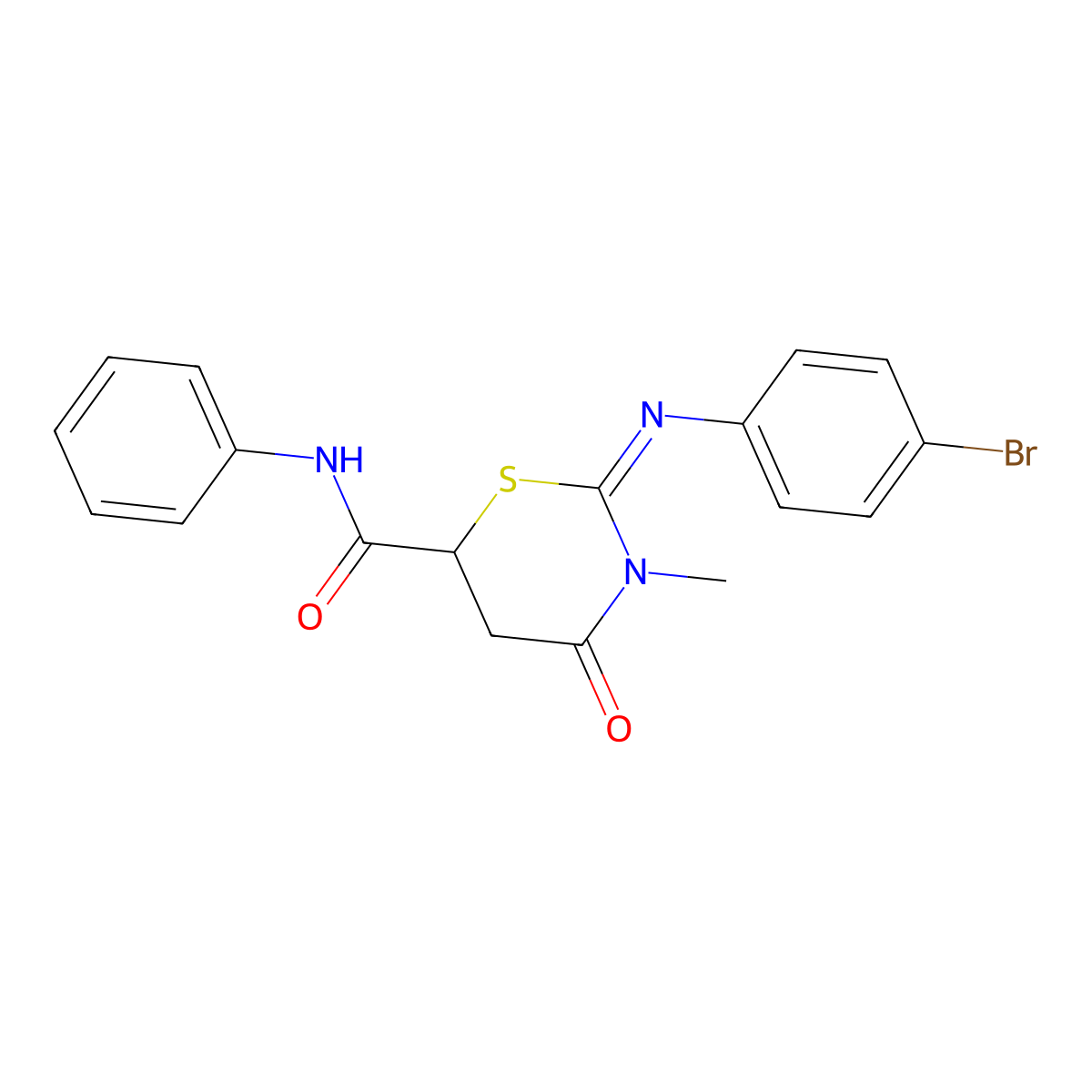 2-[(4-bromophenyl)imino]-3-methyl-4-oxo-N-phenyl-1,3-thiazinane-6-carboxamide molecular structure, CAS 335419-42-6