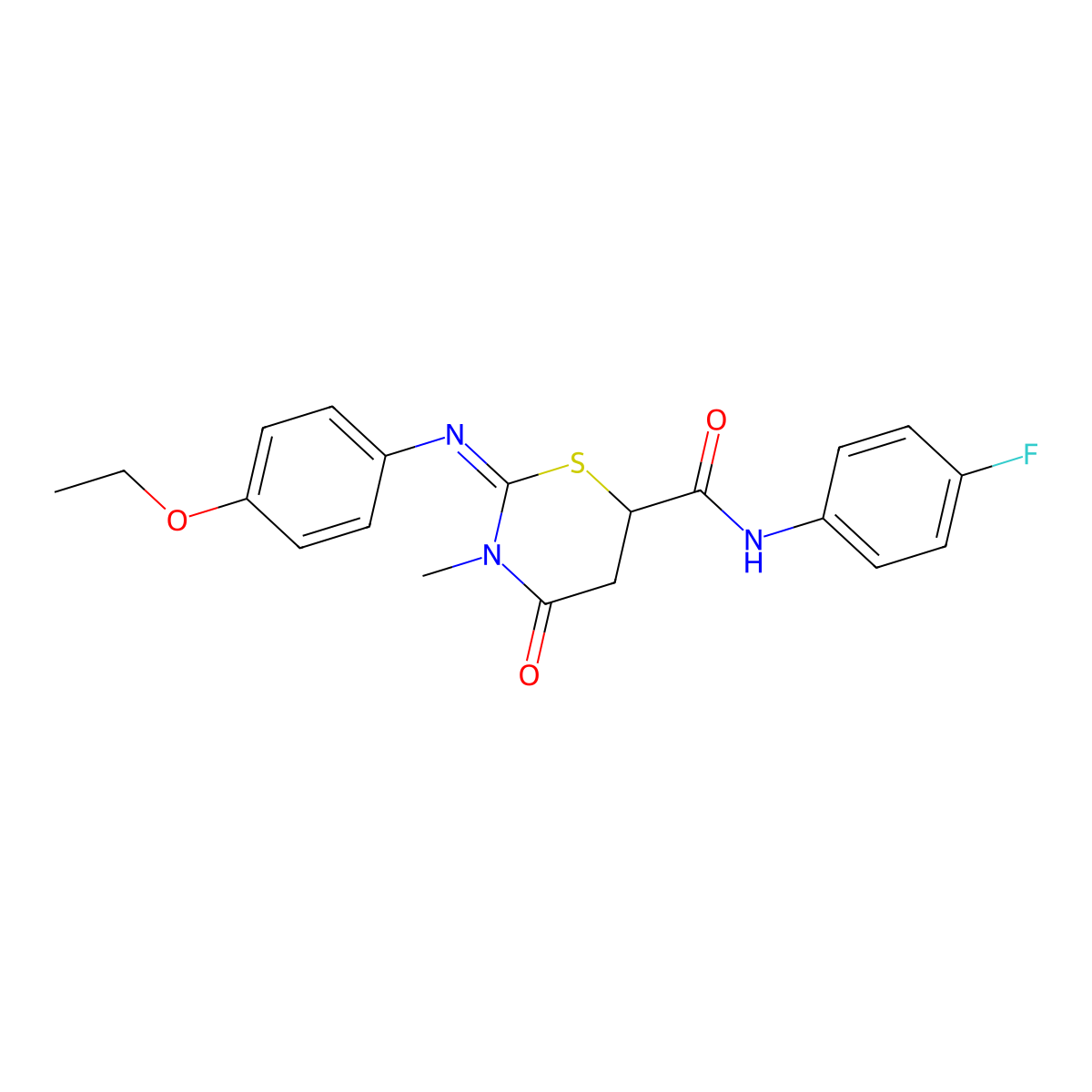 (2Z)-2-[(4-ethoxyphenyl)imino]-N-(4-fluorophenyl)-3-methyl-4-oxo-1,3-thiazinane-6-carboxamide molecular structure, CAS 335419-48-2