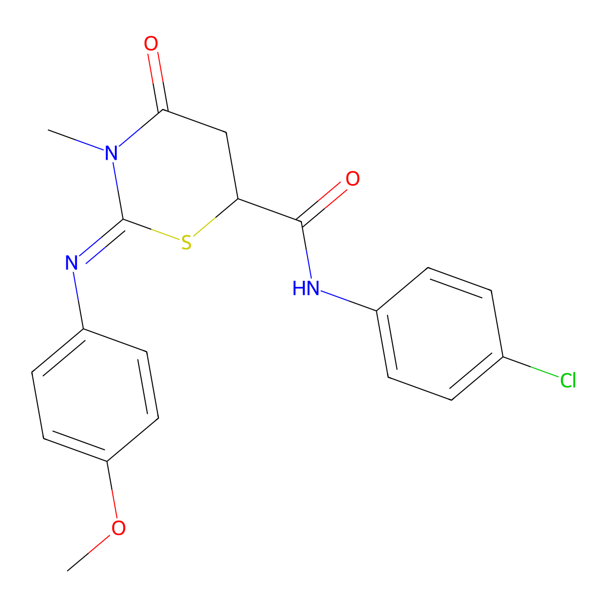 N-(4-chlorophenyl)-2-(4-methoxyphenyl)imino-3-methyl-4-oxo-1,3-thiazinane-6-carboxamide molecular structure, CAS 335419-58-4