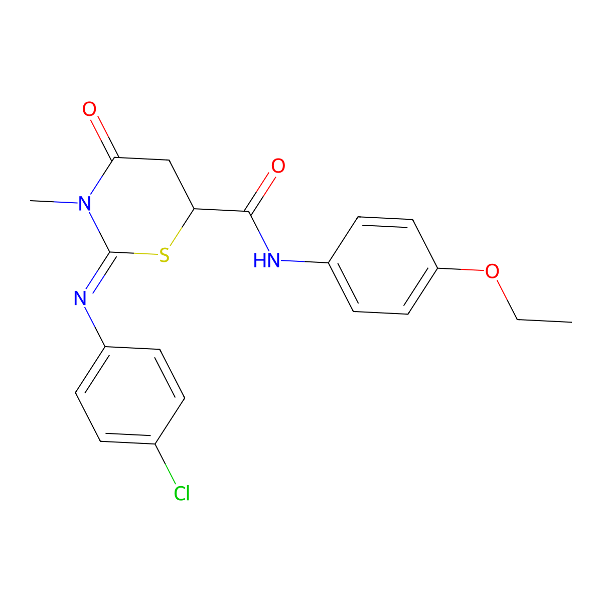 (2Z)-2-[(4-chlorophenyl)imino]-N-(4-ethoxyphenyl)-3-methyl-4-oxo-1,3-thiazinane-6-carboxamide molecular structure, CAS 335419-68-6