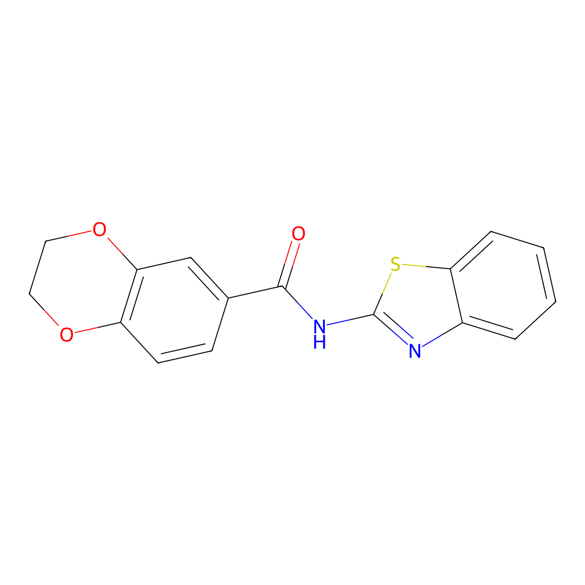 N-(1,3-benzothiazol-2-yl)-2,3-dihydro-1,4-benzodioxine-6-carboxamide molecular structure, CAS 335420-33-2