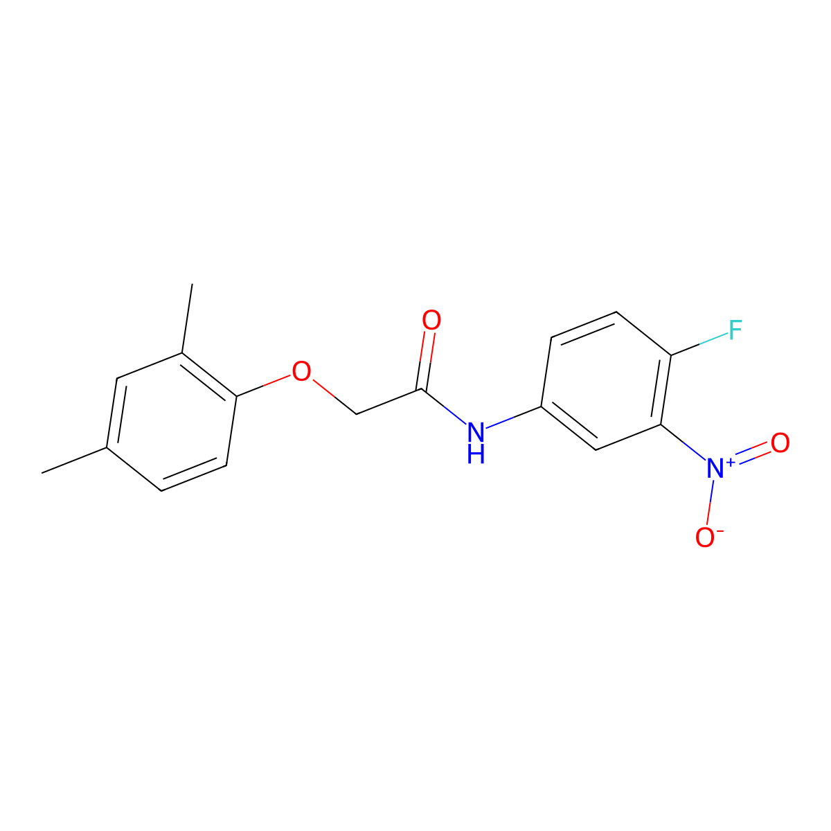 2-(2,4-dimethylphenoxy)-N-(4-fluoro-3-nitrophenyl)acetamide molecular structure, CAS 335420-41-2