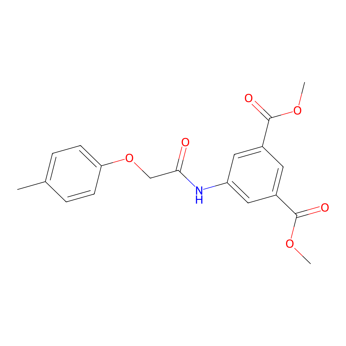 Dimethyl 5-{[(4-methylphenoxy)acetyl]amino}isophthalate molecular structure, CAS 335420-55-8