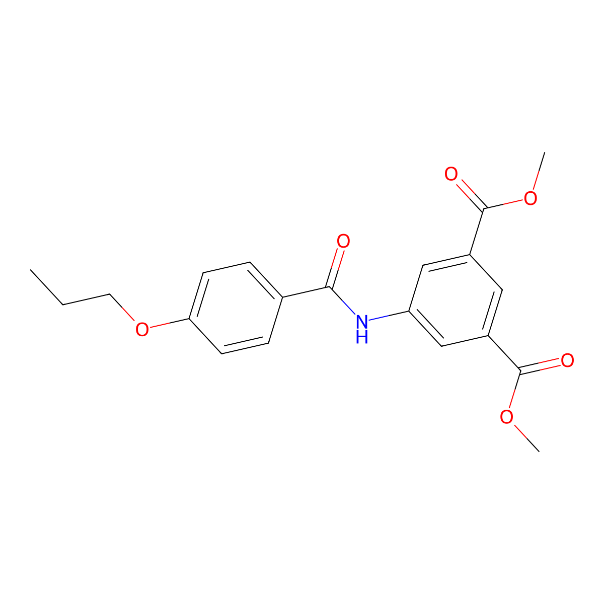 Dimethyl 5-[(4-propoxybenzoyl)amino]isophthalate molecular structure, CAS 335420-67-2