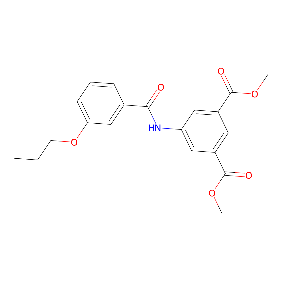 Dimethyl 5-[(3-propoxybenzoyl)amino]isophthalate molecular structure, CAS 335420-68-3