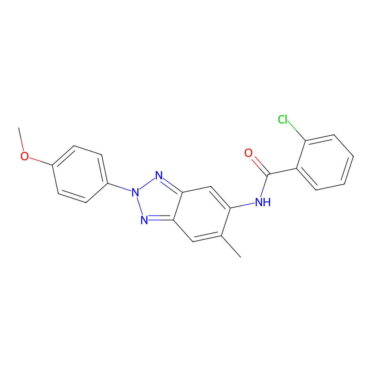 2-chloro-N-[2-(4-methoxyphenyl)-6-methylbenzotriazol-5-yl]benzamide molecular structure, CAS 335420-84-3