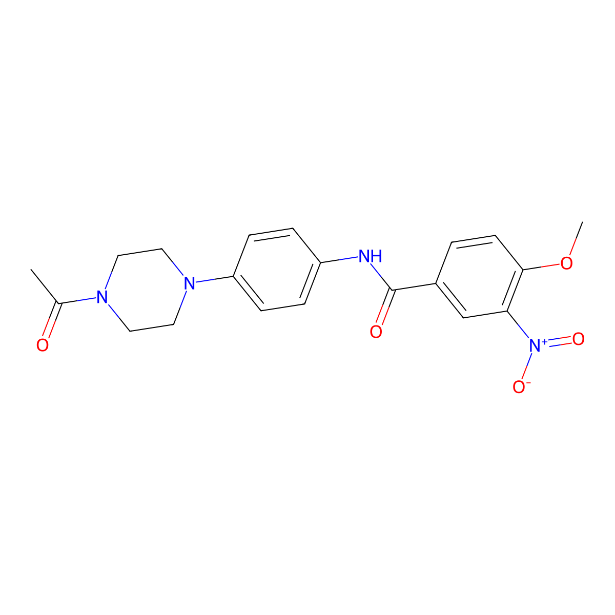 N-[4-(4-acetylpiperazin-1-yl)phenyl]-4-methoxy-3-nitrobenzamide molecular structure, CAS 335420-85-4