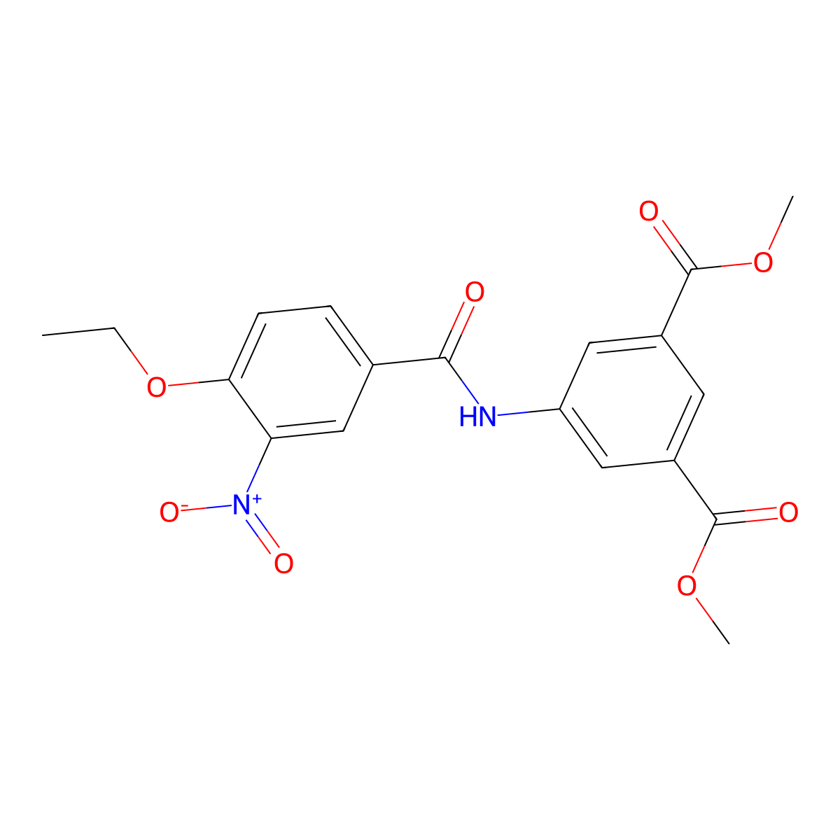 Dimethyl 5-{[(4-ethoxy-3-nitrophenyl)carbonyl]amino}benzene-1,3-dicarboxylate molecular structure, CAS 335420-86-5
