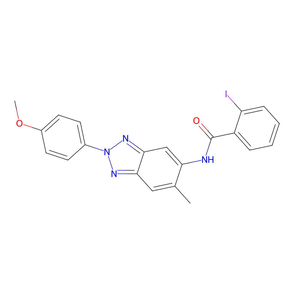2-iodo-N-[2-(4-methoxyphenyl)-6-methylbenzotriazol-5-yl]benzamide molecular structure, CAS 335420-96-7