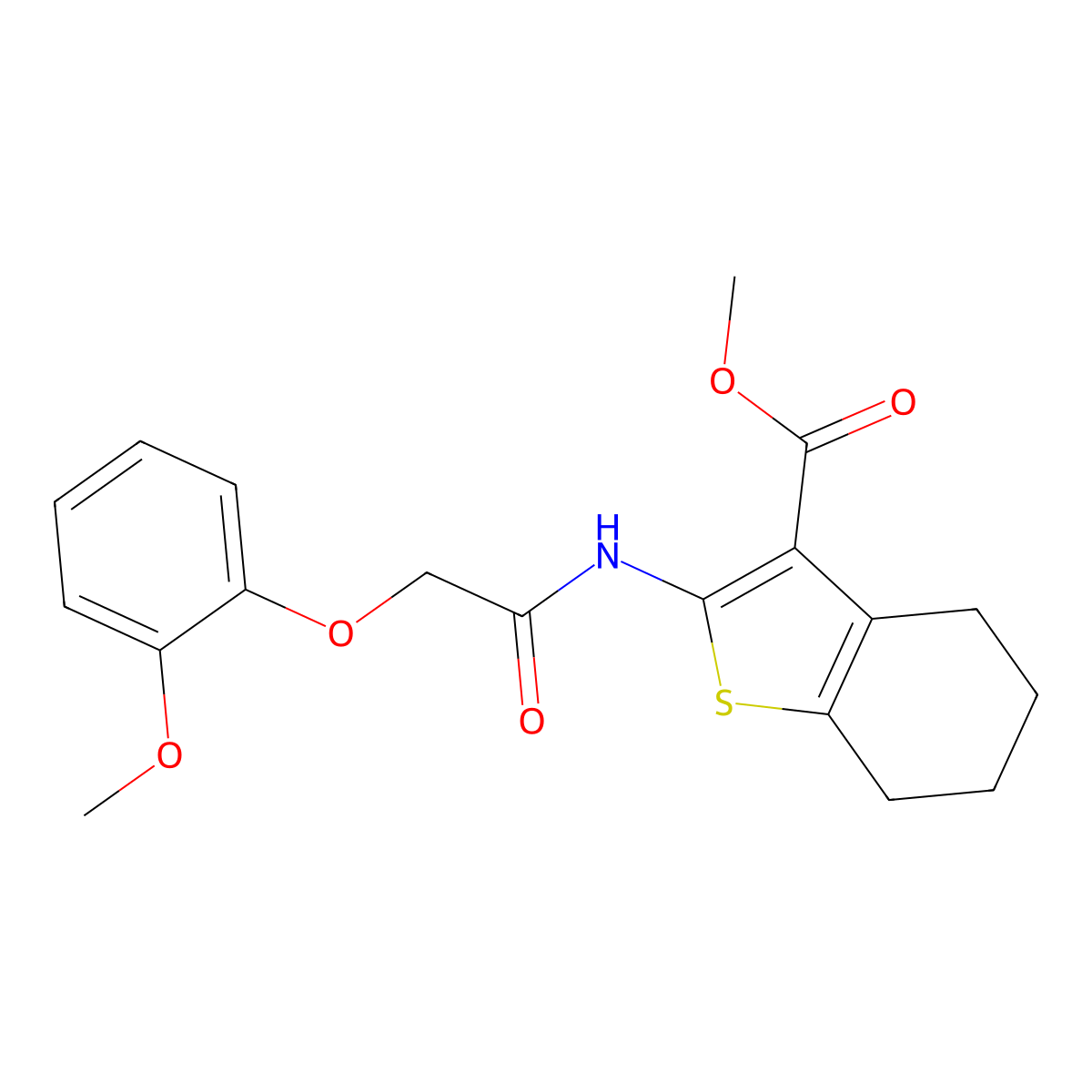 Methyl 2-[[2-(2-methoxyphenoxy)acetyl]amino]-4,5,6,7-tetrahydro-1-benzothiophene-3-carboxylate molecular structure, CAS 335421-01-7