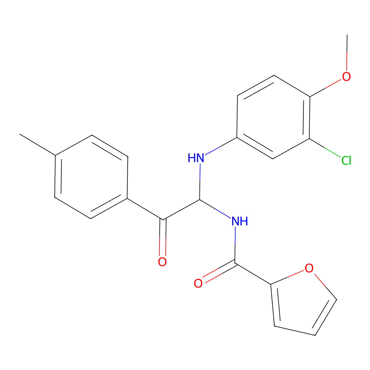 N-[1-[(3-Chloro-4-methoxyphenyl)amino]-2-(4-methylphenyl)-2-oxoethyl]-2-furancarboxamide molecular structure, CAS 335421-10-8