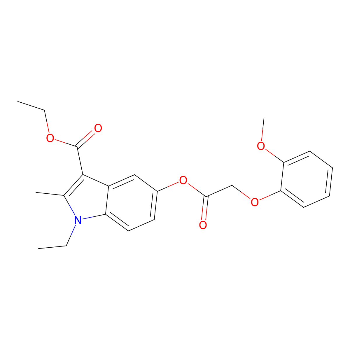 ethyl 1-ethyl-5-{[(2-methoxyphenoxy)acetyl]oxy}-2-methyl-1H-indole-3-carboxylate molecular structure, CAS 335421-14-2