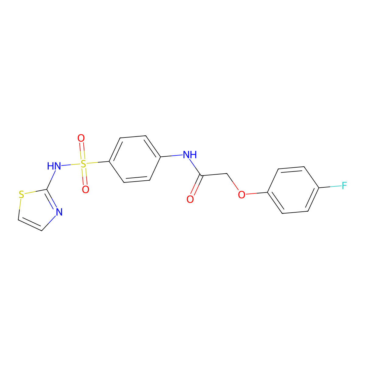 2-(4-fluorophenoxy)-N-[4-(1,3-thiazol-2-ylsulfamoyl)phenyl]acetamide molecular structure, CAS 335421-15-3