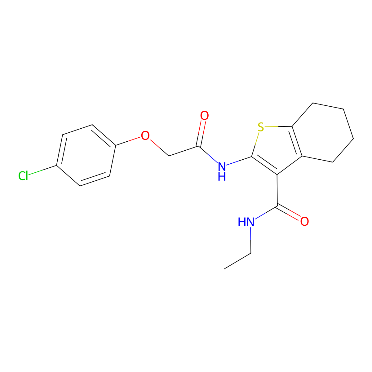 2-{[(4-chlorophenoxy)acetyl]amino}-N-ethyl-4,5,6,7-tetrahydro-1-benzothiophene-3-carboxamide molecular structure, CAS 335421-19-7