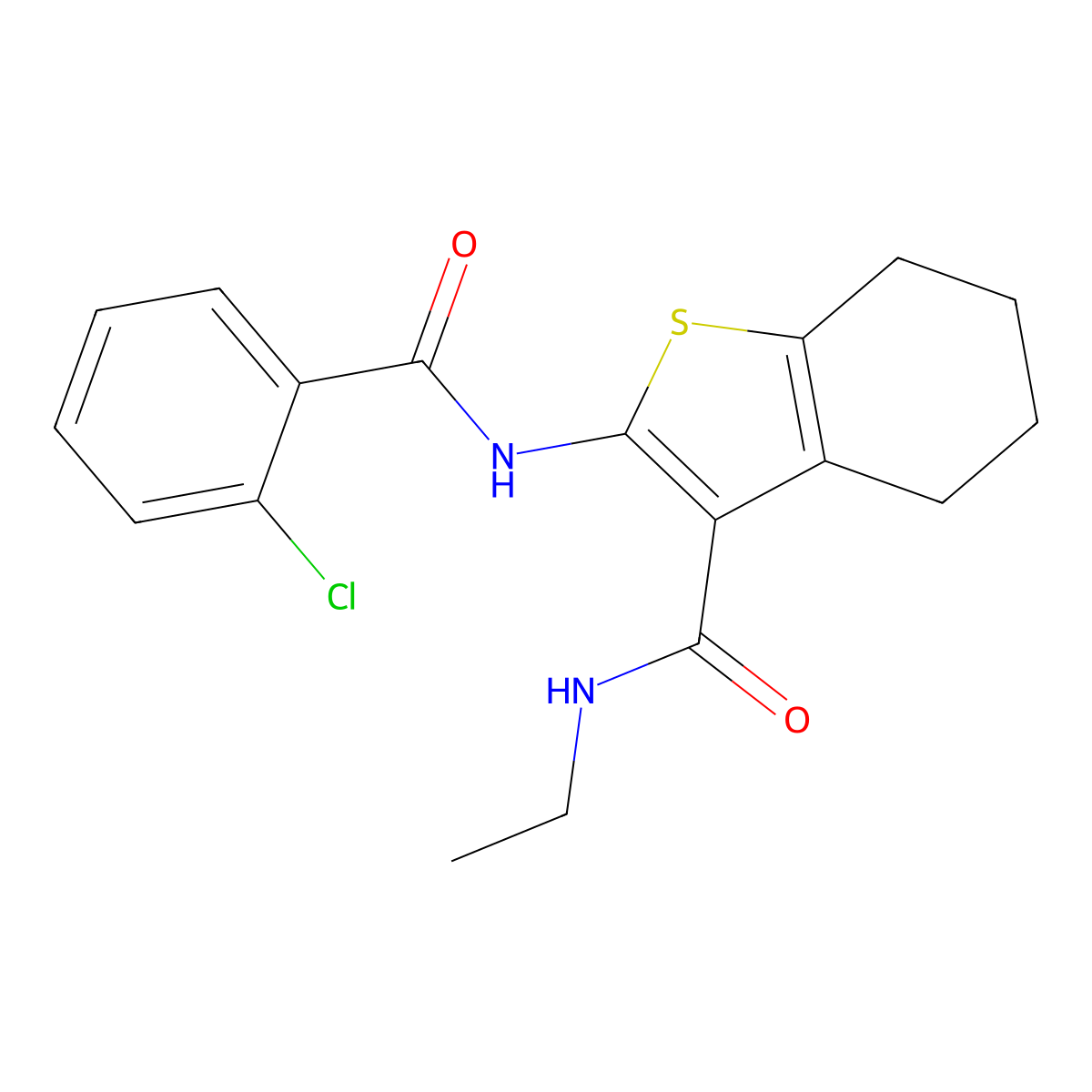 2-[(2-chlorobenzoyl)amino]-N-ethyl-4,5,6,7-tetrahydro-1-benzothiophene-3-carboxamide molecular structure, CAS 335421-25-5