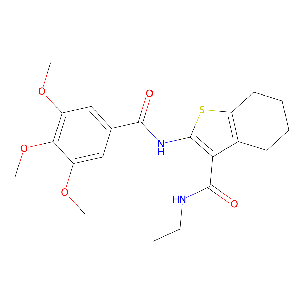 N-ethyl-2-(3,4,5-trimethoxybenzamido)-4,5,6,7-tetrahydro-1-benzothiophene-3-carboxamide molecular structure, CAS 335421-30-2