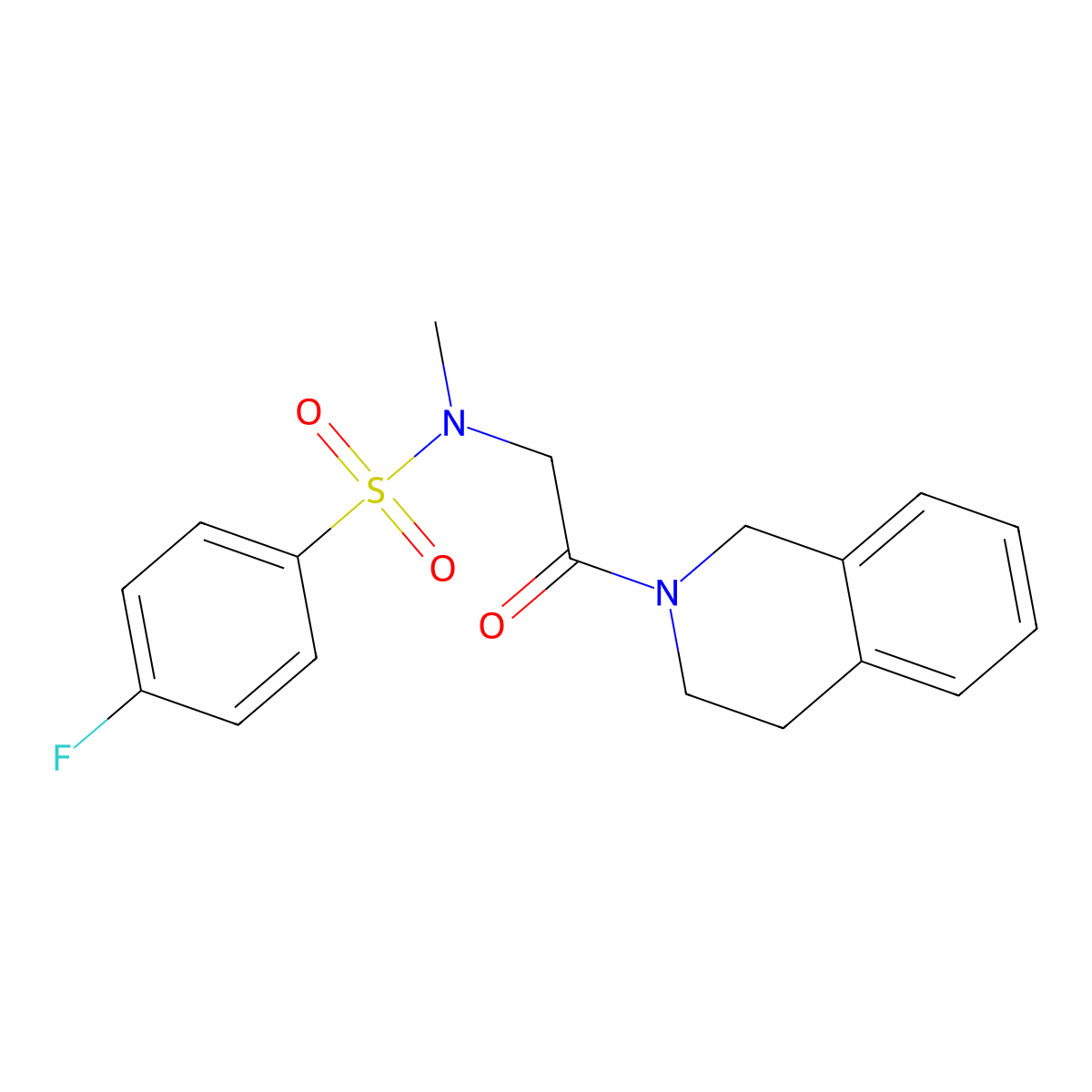 N-[2-(3,4-dihydro-1H-isoquinolin-2-yl)-2-oxoethyl]-4-fluoro-N-methylbenzenesulfonamide molecular structure, CAS 335424-83-4