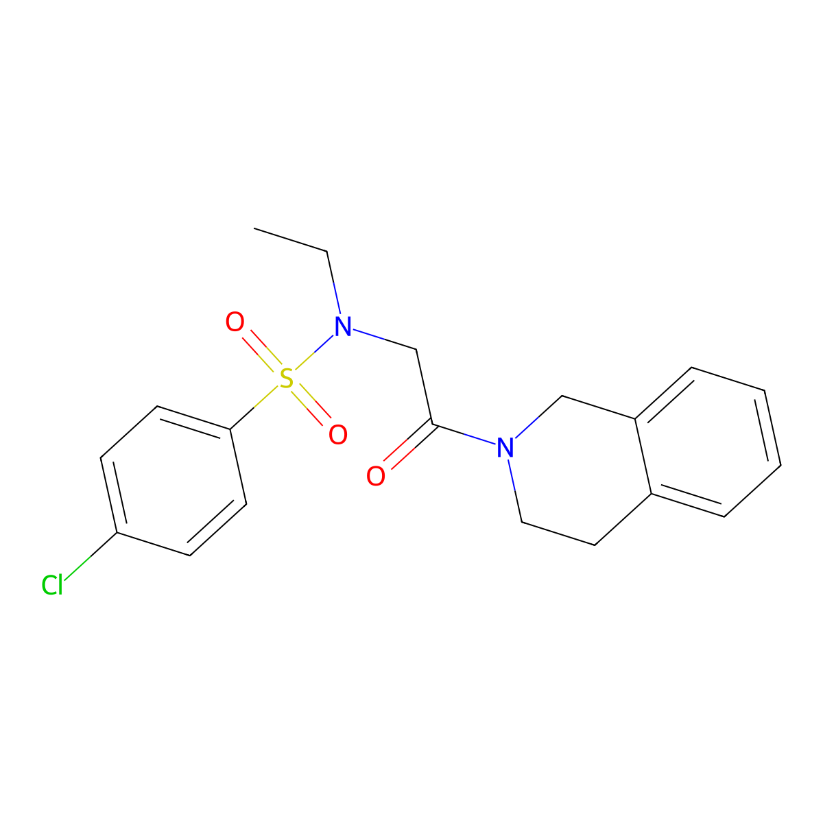 4-chloro-N-[2-(3,4-dihydro-1H-isoquinolin-2-yl)-2-oxoethyl]-N-ethylbenzenesulfonamide molecular structure, CAS 335425-68-8