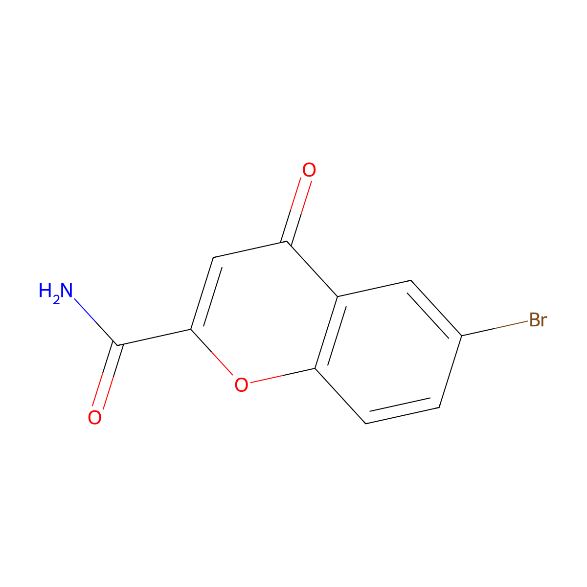 4H-1-Benzopyran-2-carboxamide, 6-bromo-4-oxo- molecular structure, CAS 33544-19-3