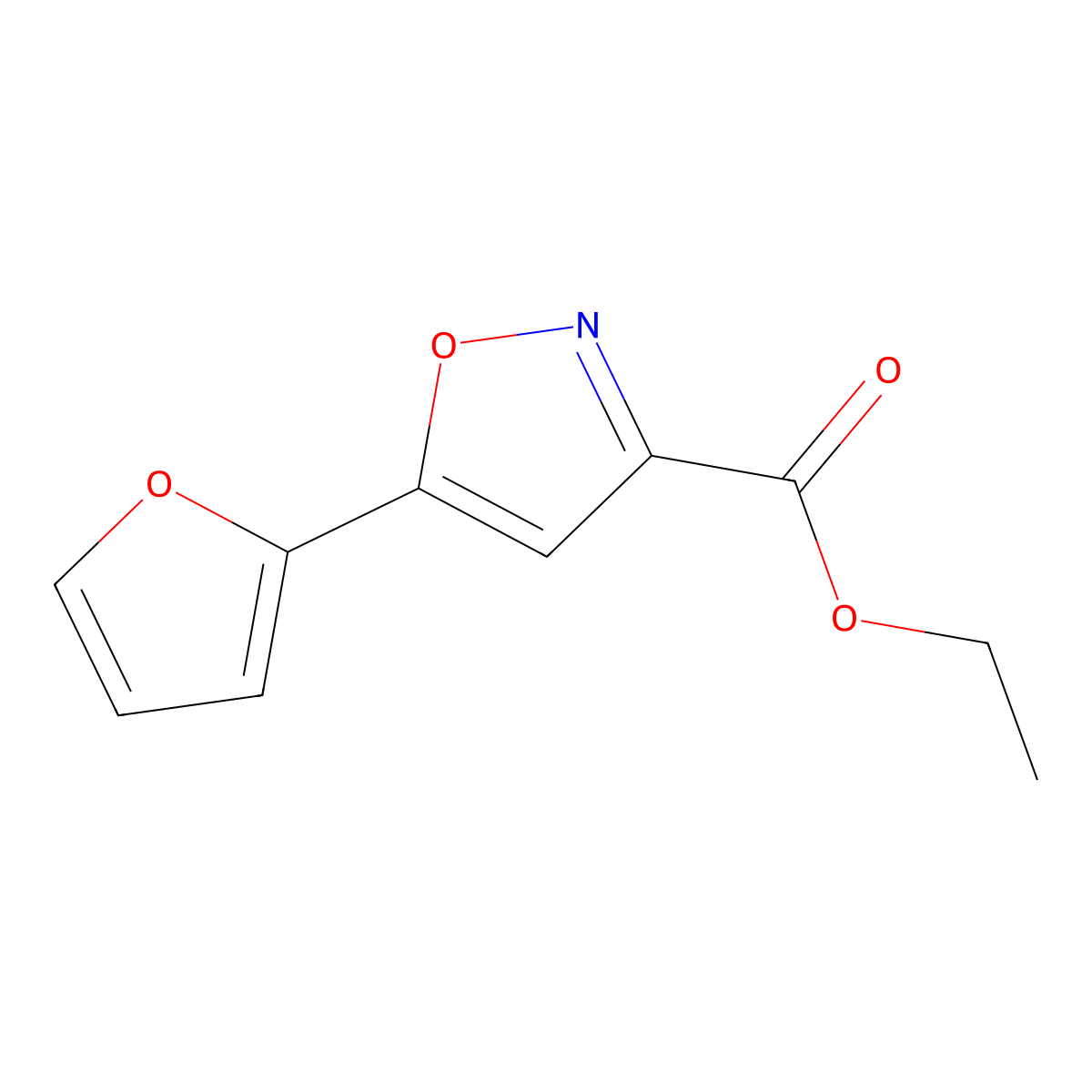 Ethyl 5-(2-furyl)isoxazole-3-carboxylate molecular structure, CAS 33545-40-3