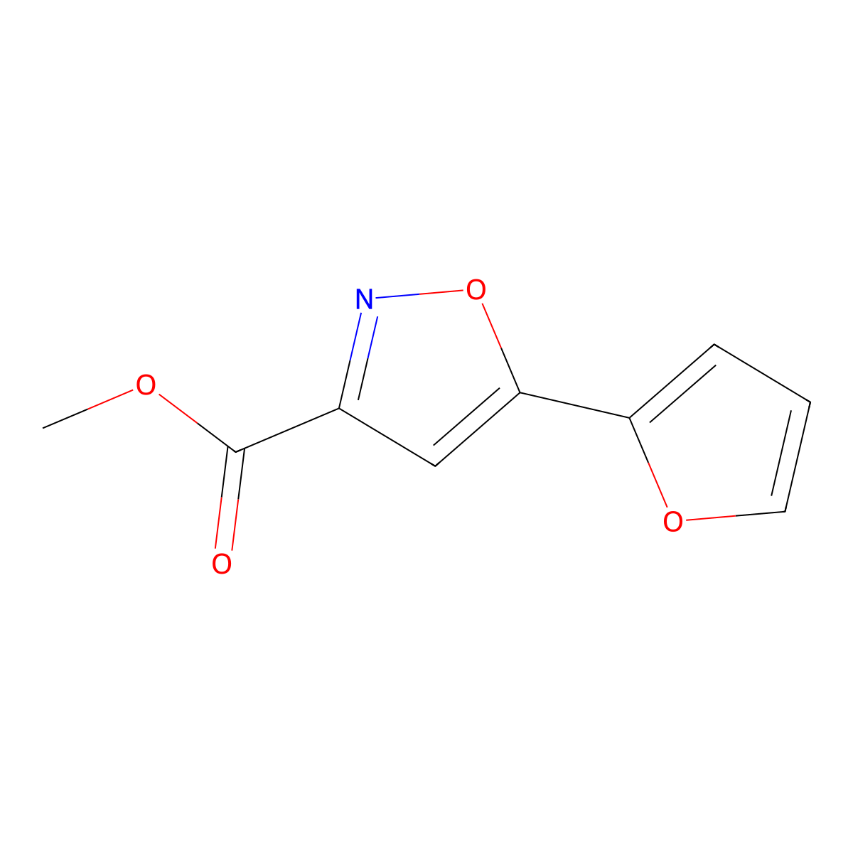 Methyl 5-(2-furyl)isoxazole-3-carboxylate molecular structure, CAS 33545-41-4