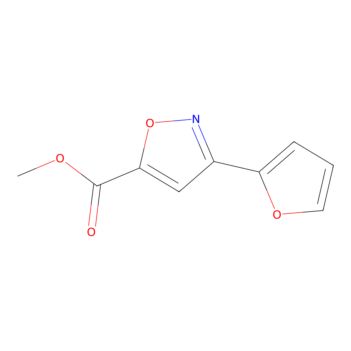 Methyl 3-(furan-2-yl)isoxazole-5-carboxylate molecular structure, CAS 33545-42-5