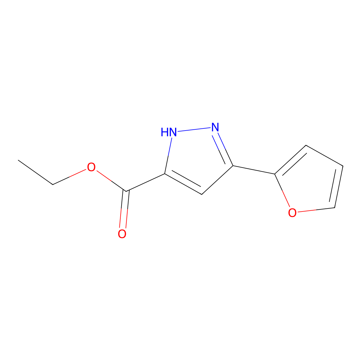 ethyl 3-(furan-2-yl)-1H-pyrazole-5-carboxylate molecular structure, CAS 33545-44-7