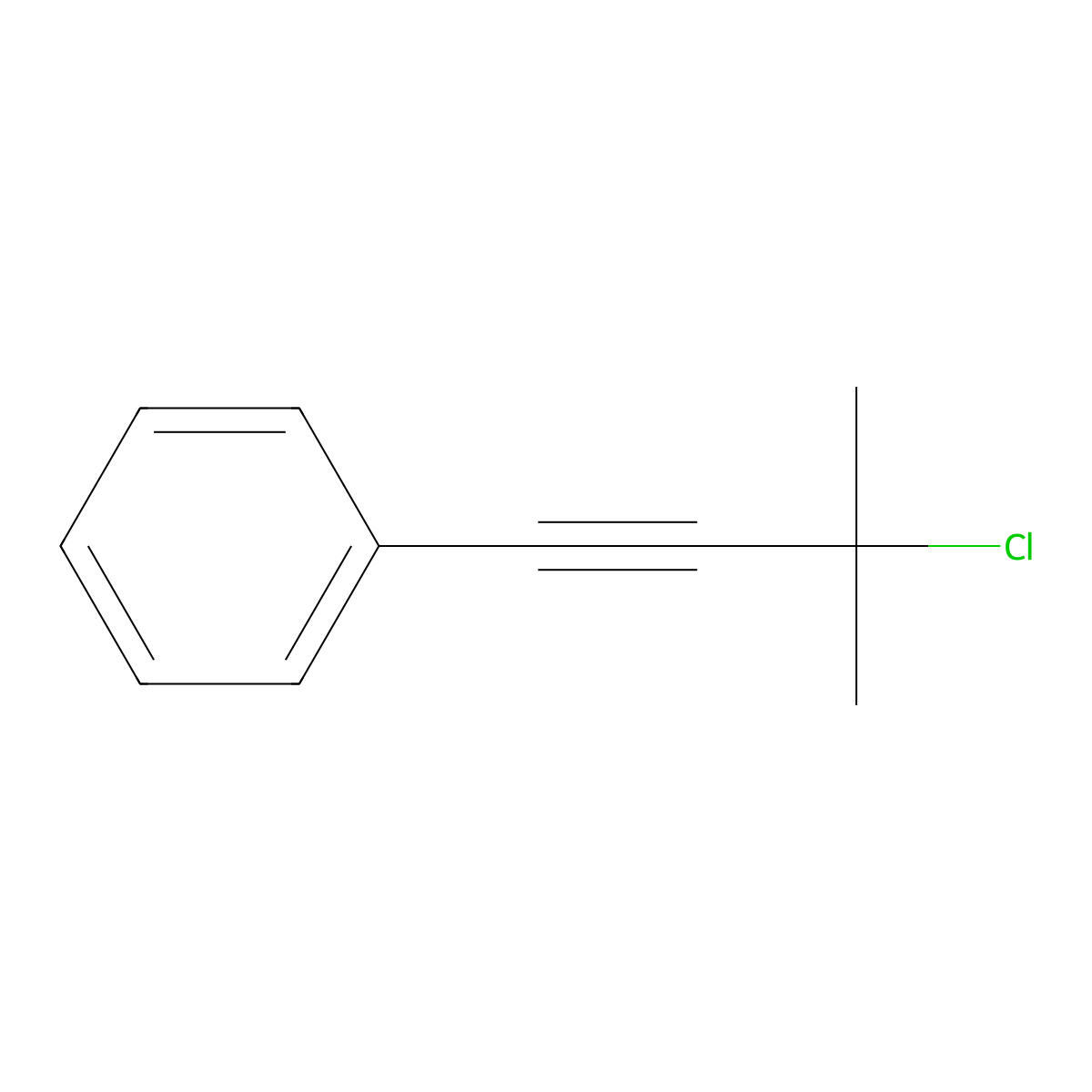 (3-Chloro-3-methylbut-1-yn-1-yl)benzene molecular structure, CAS 3355-29-1