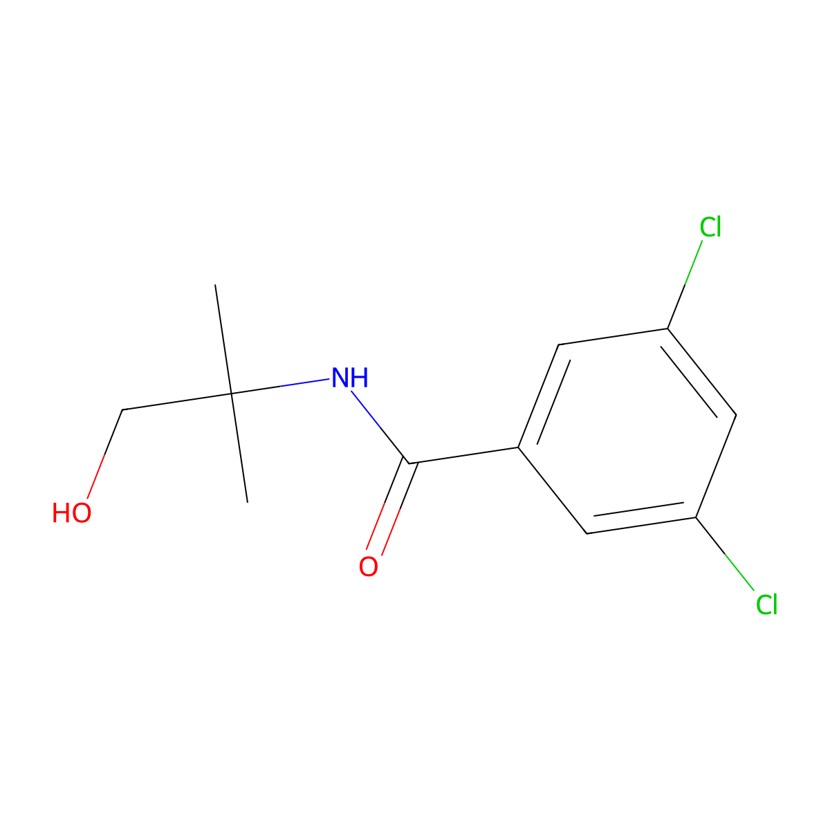 3,5-dichloro-N-(1-hydroxy-2-methylpropan-2-yl)benzamide molecular structure, CAS 33554-29-9