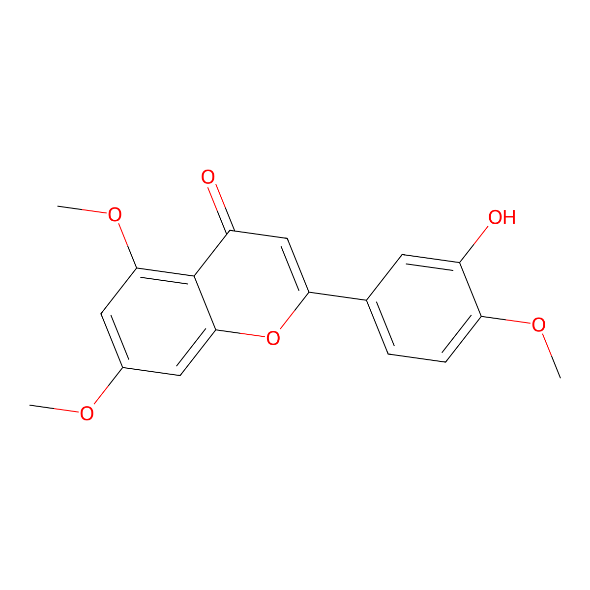 3'-Hydroxy-5,7,4'-trimethoxyflavone molecular structure, CAS 33554-52-8