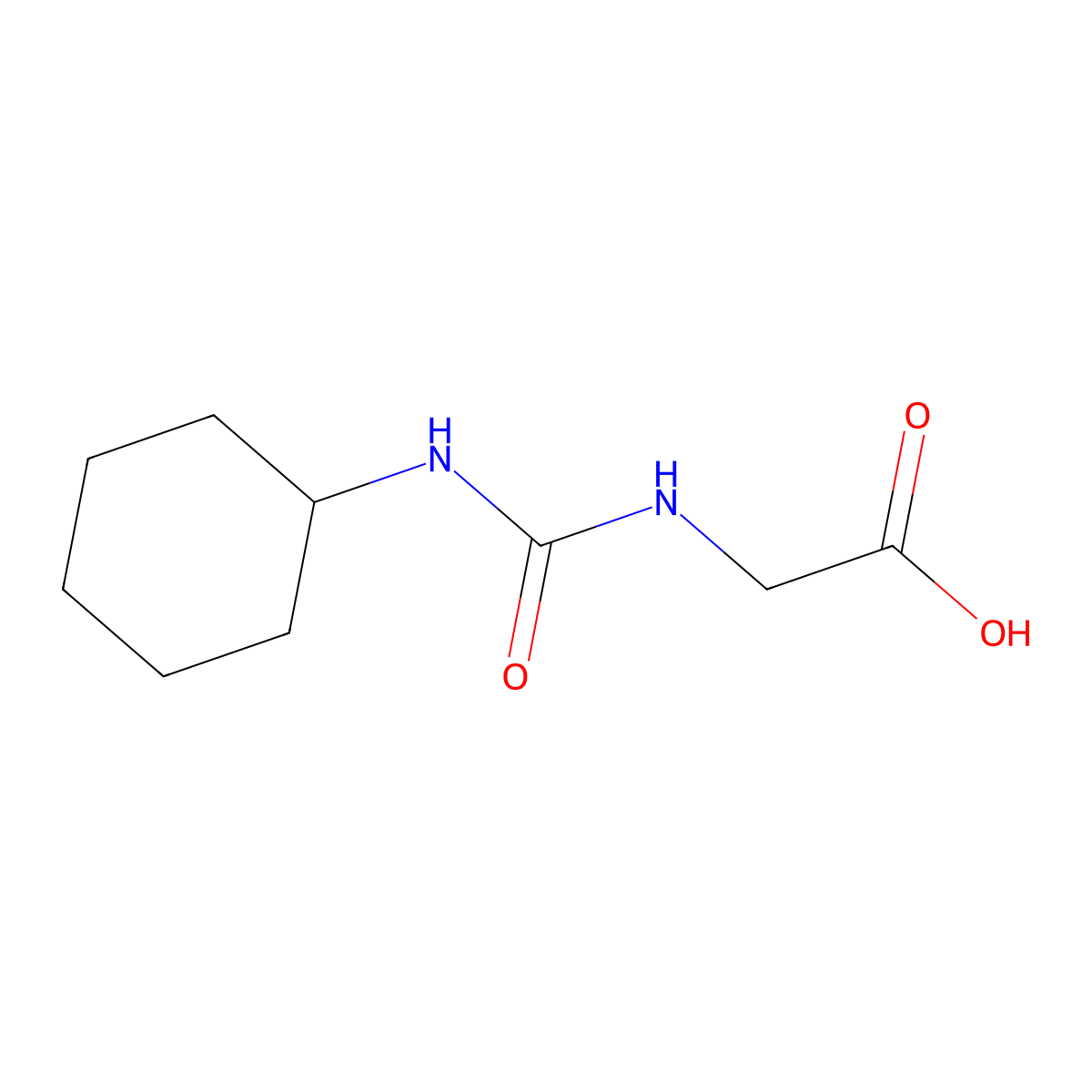 N-((Cyclohexylamino)carbonyl)glycine molecular structure, CAS 33557-91-4
