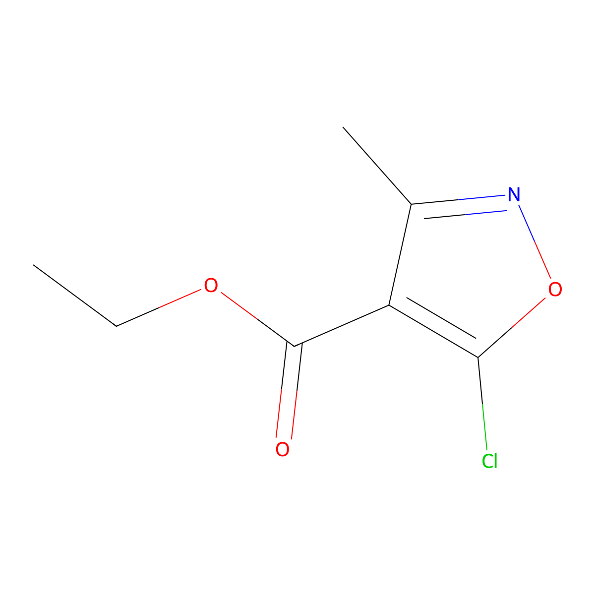 Ethyl 5-chloro-3-methyl-1,2-oxazole-4-carboxylate molecular structure, CAS 3356-94-3