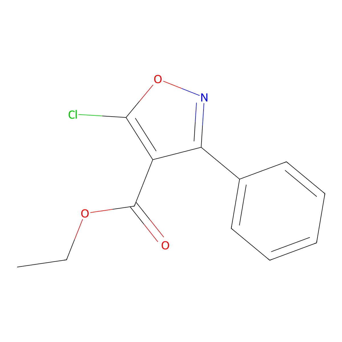 Ethyl 5-chloro-3-phenylisoxazole-4-carboxylate molecular structure, CAS 3356-95-4
