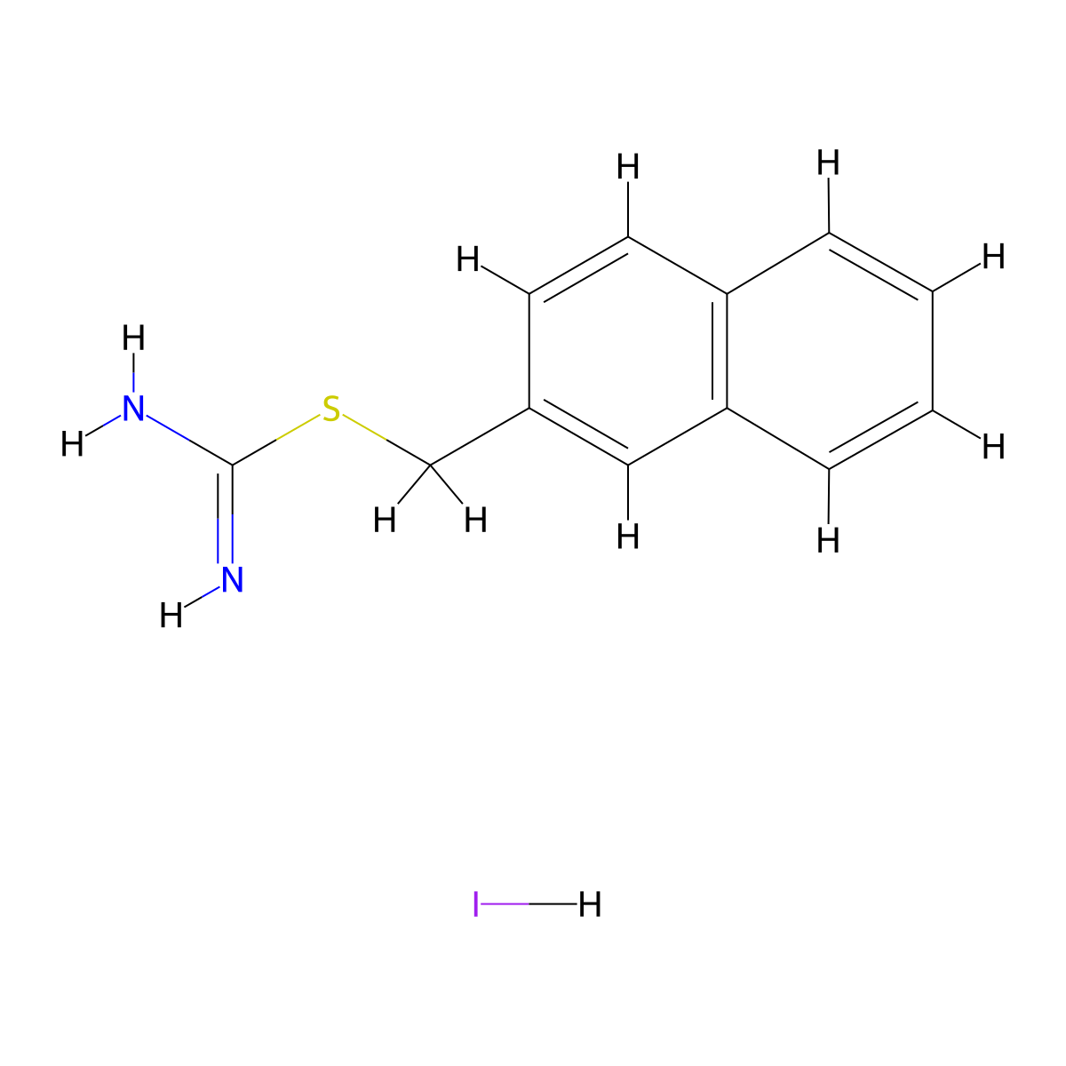 Naphthalen-2-ylmethyl carbamimidothioate hydroiodide molecular structure, CAS 335608-91-8