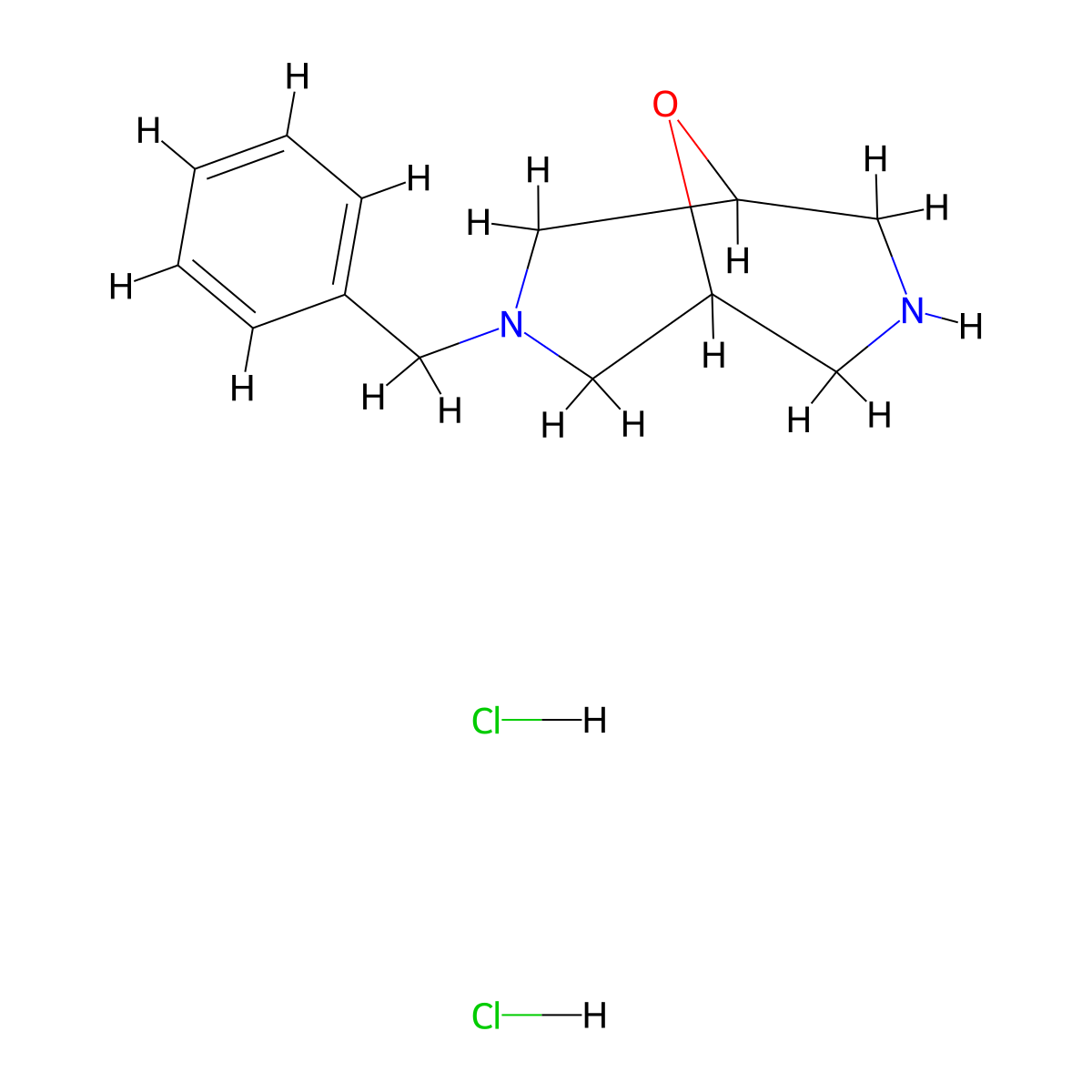 3-(Phenylmethyl)-9-oxa-3,7-diazabicyclo[3.3.1]nonane, hydrochloride (1:2) molecular structure, CAS 335620-97-8