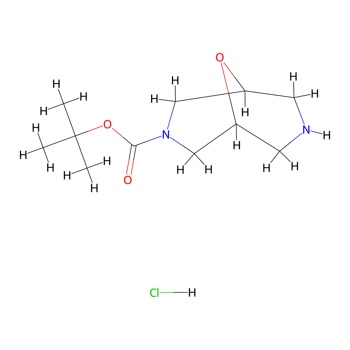 Tert-butyl 9-oxa-3,7-diazabicyclo[3.3.1]nonane-3-carboxylate hydrochloride molecular structure, CAS 335621-00-6