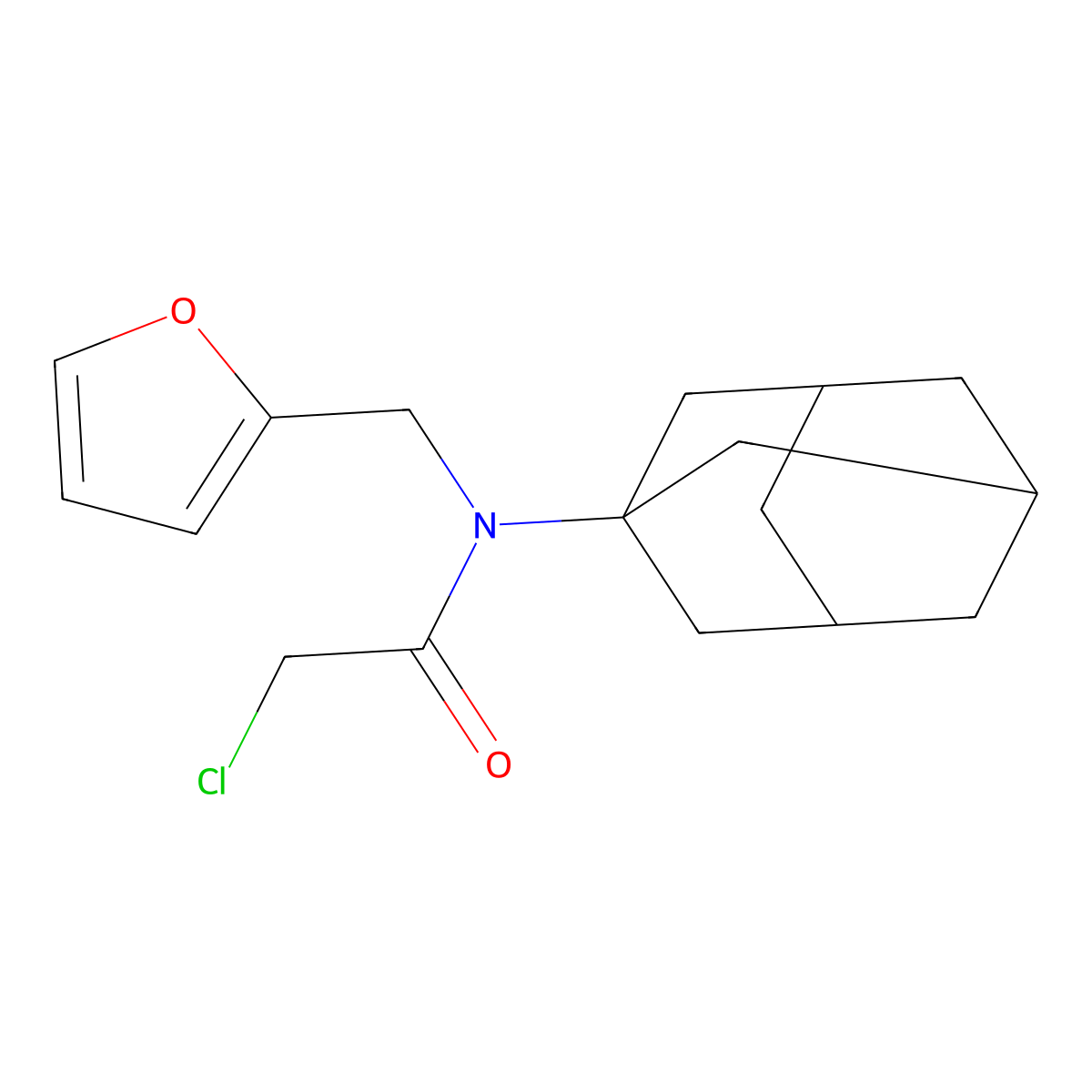 N-(adamantan-1-yl)-2-chloro-N-(furan-2-ylmethyl)acetamide molecular structure, CAS 335632-75-2