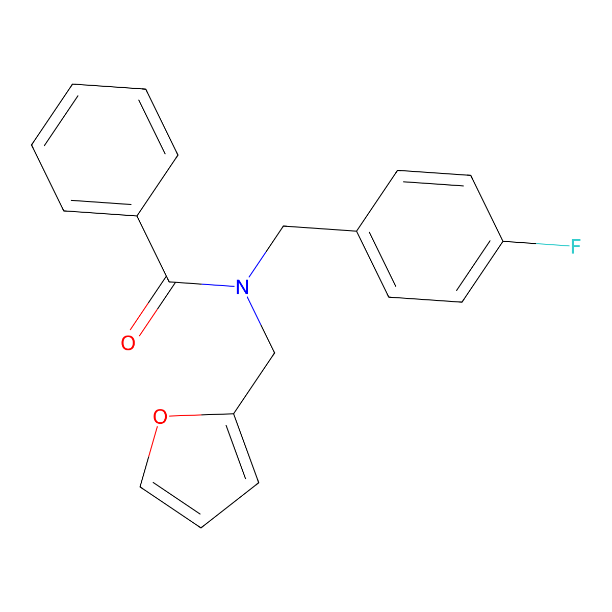 N-(4-fluorobenzyl)-N-(furan-2-ylmethyl)benzamide molecular structure, CAS 335634-20-3