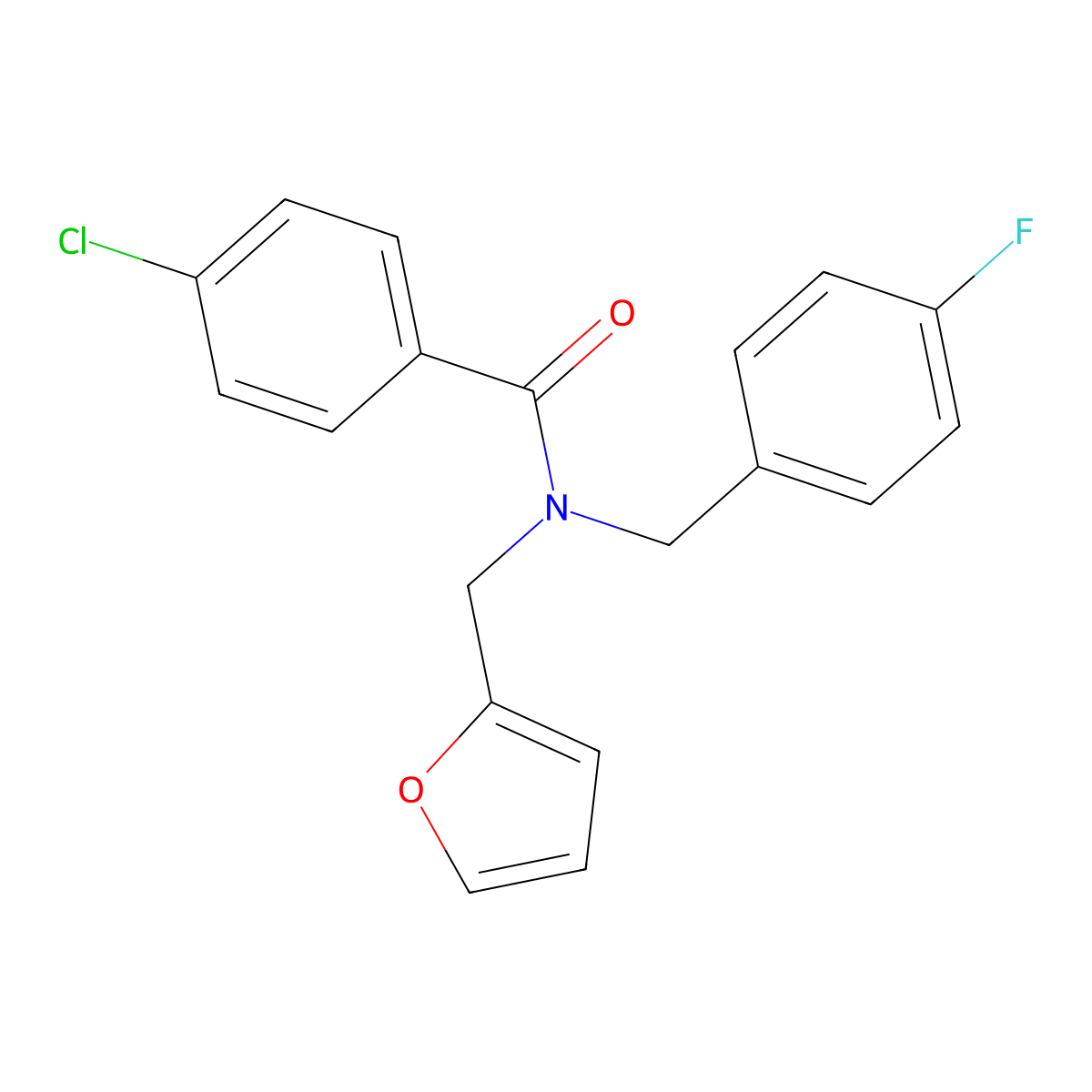 4-chloro-N-(4-fluorobenzyl)-N-(furan-2-ylmethyl)benzamide molecular structure, CAS 335634-26-9