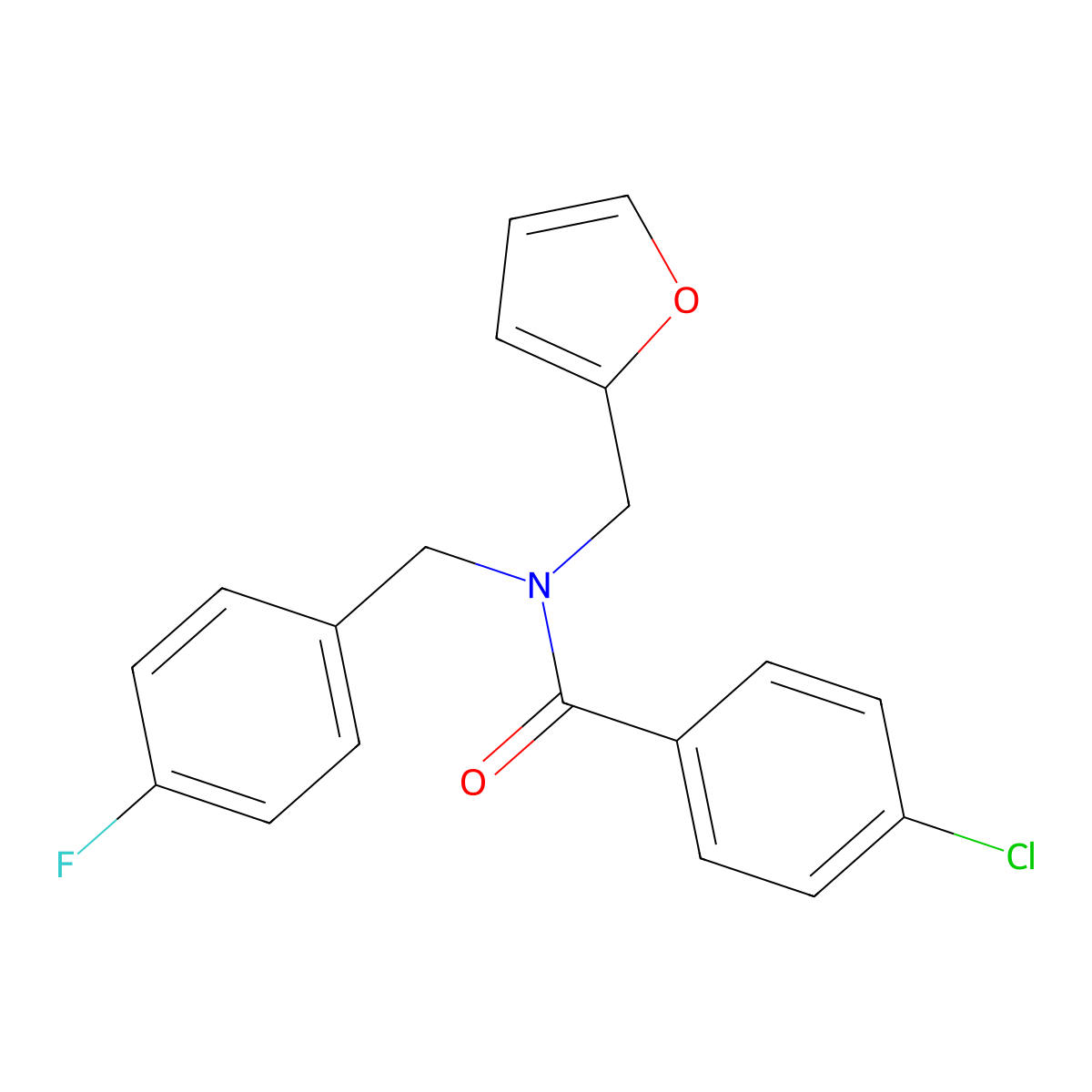 4-chloro-N-(4-fluorobenzyl)-N-(furan-2-ylmethyl)benzamide molecular structure, CAS 335634-26-9