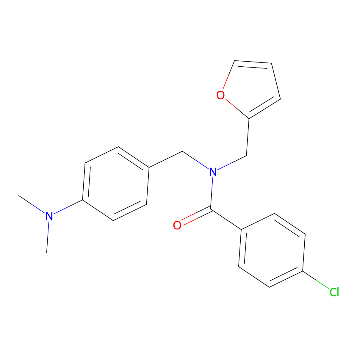 4-chloro-N-[4-(dimethylamino)benzyl]-N-(furan-2-ylmethyl)benzamide molecular structure, CAS 335635-94-4
