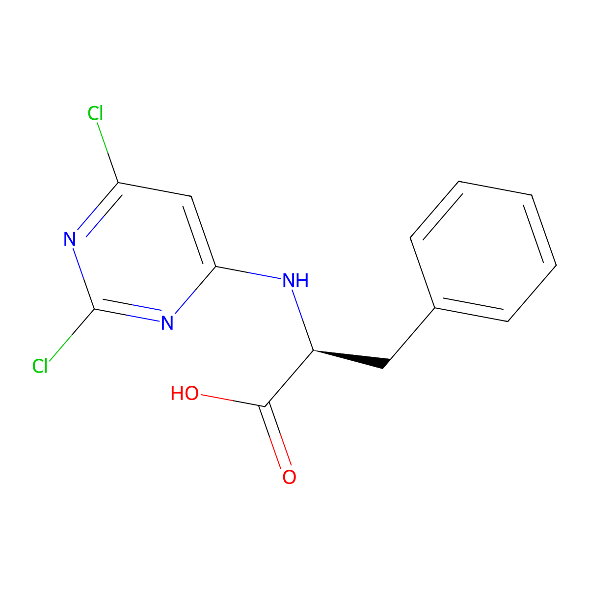 (2,6-dichloropyrimidin-4-yl)-L-phenylalanine molecular structure, CAS 335649-01-9