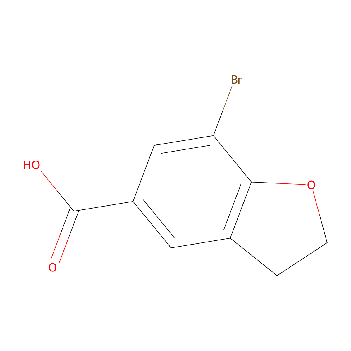 7-Bromo-2,3-dihydrobenzofuran-5-carboxylic acid molecular structure, CAS 335671-77-7